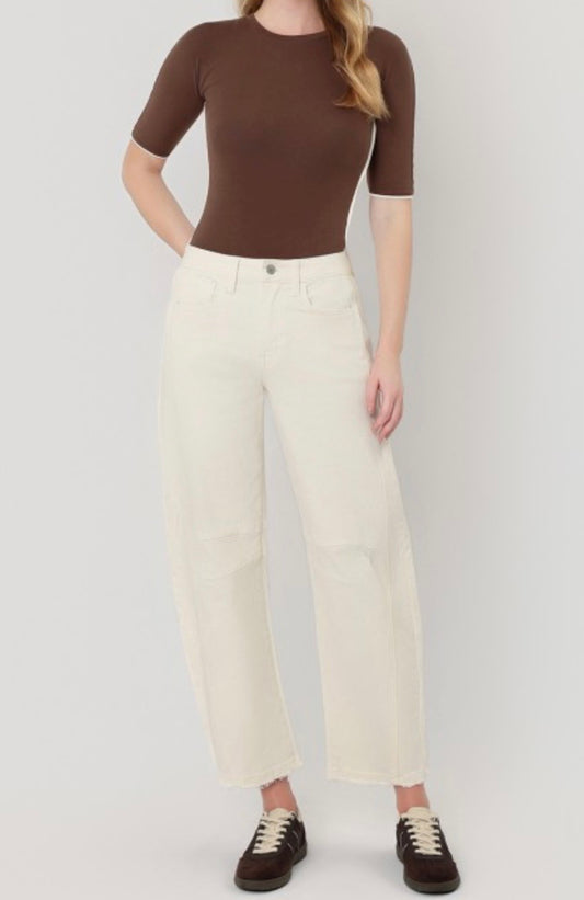 Elise Ecru Barrel Jean by Flying Monkey