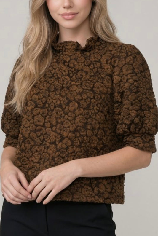 Leopard Textured Top in Brown