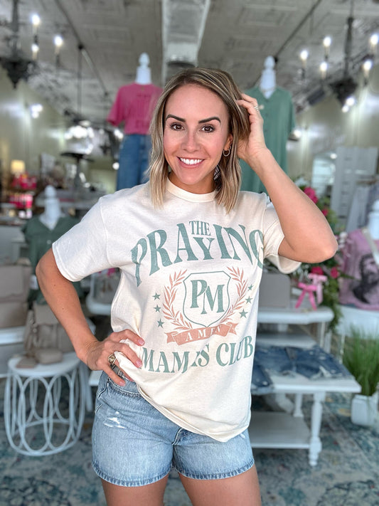 NEW! Praying Mamas Club oversized graphic tee in ivory