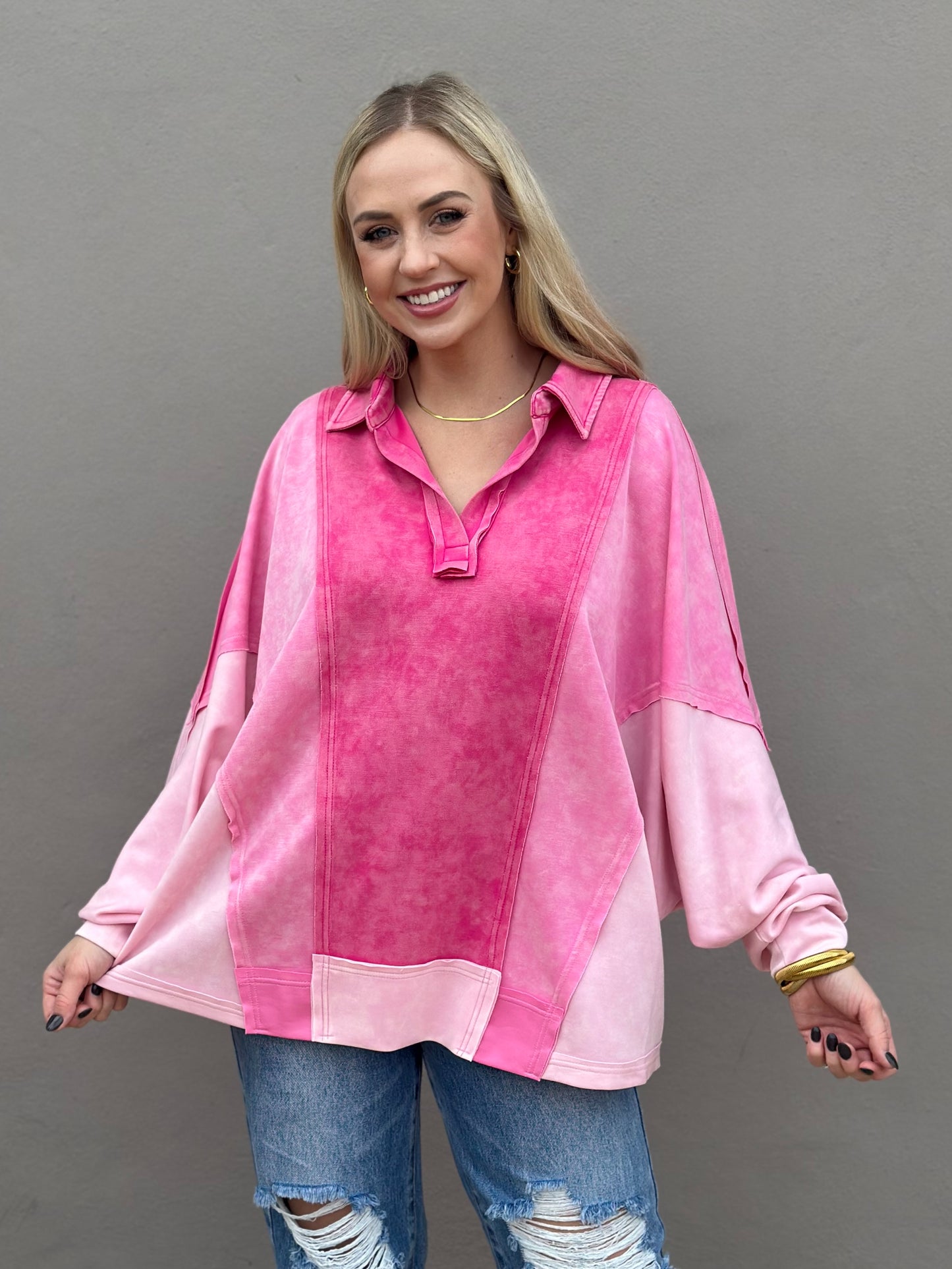 NEW! Pink Is The Vibe Colorblock Top