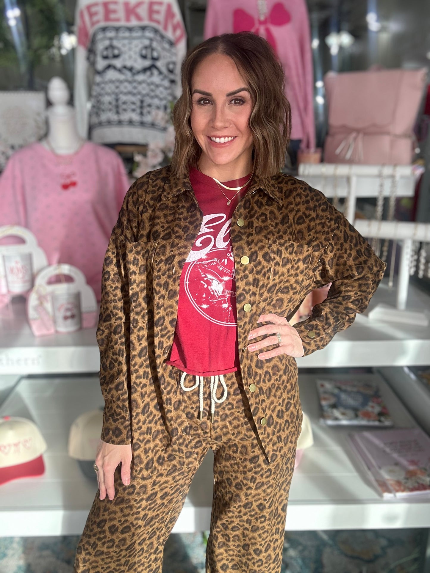 Casual Outing Leopard Pant Set