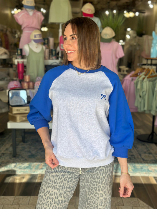 Sweet Varsity Pullover Top in Royal