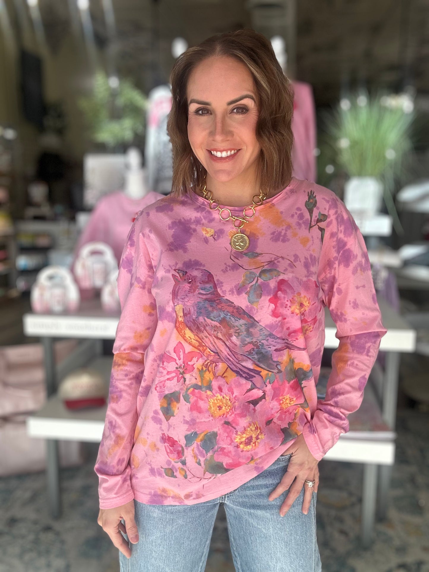 Floral Robin Top in Pink