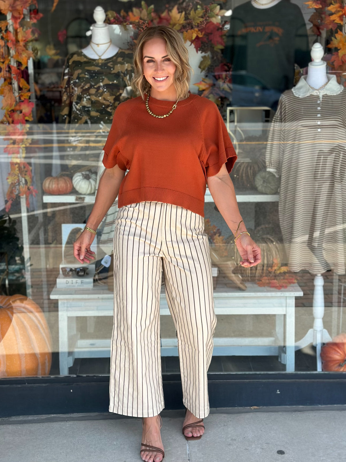 Autumn Ease Sweater Top in Rust
