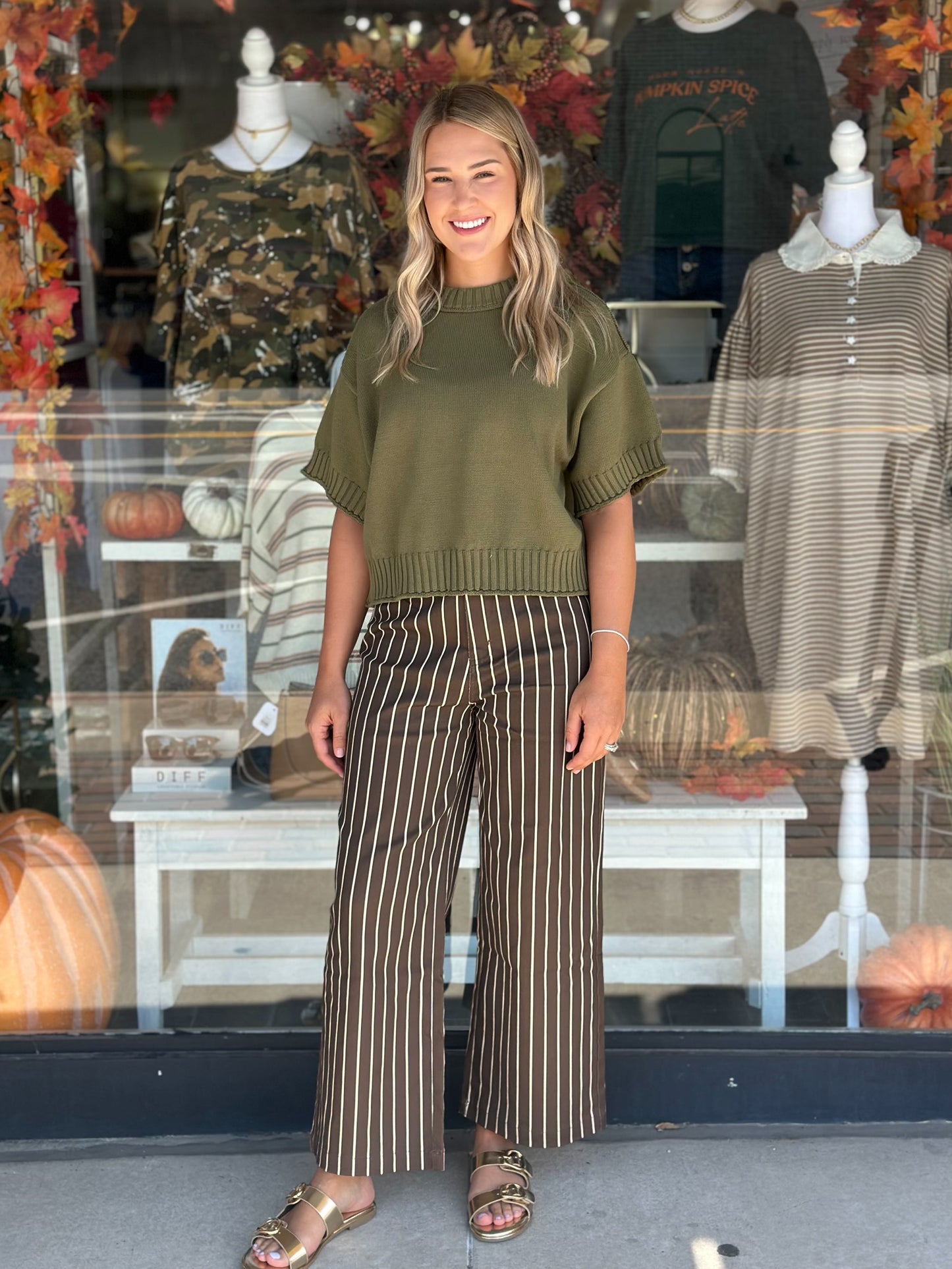 Downtown Cozy Sweater Top in Olive