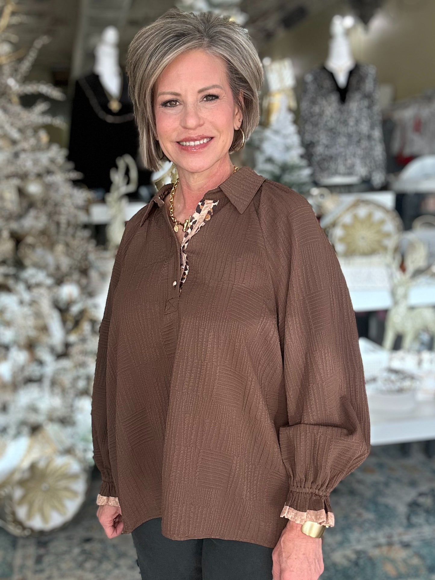 NEW! Bistro Charm Top in Brown