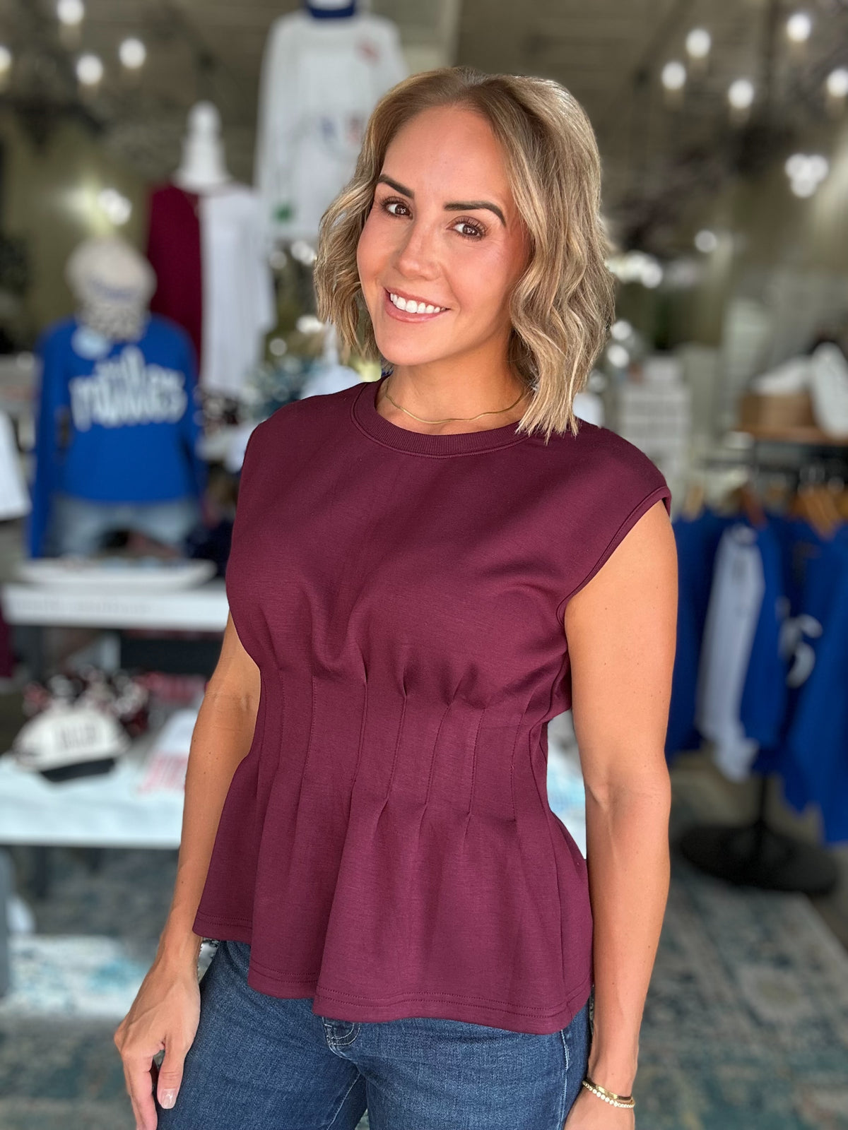 Back to Business Peplum Top in Maroon