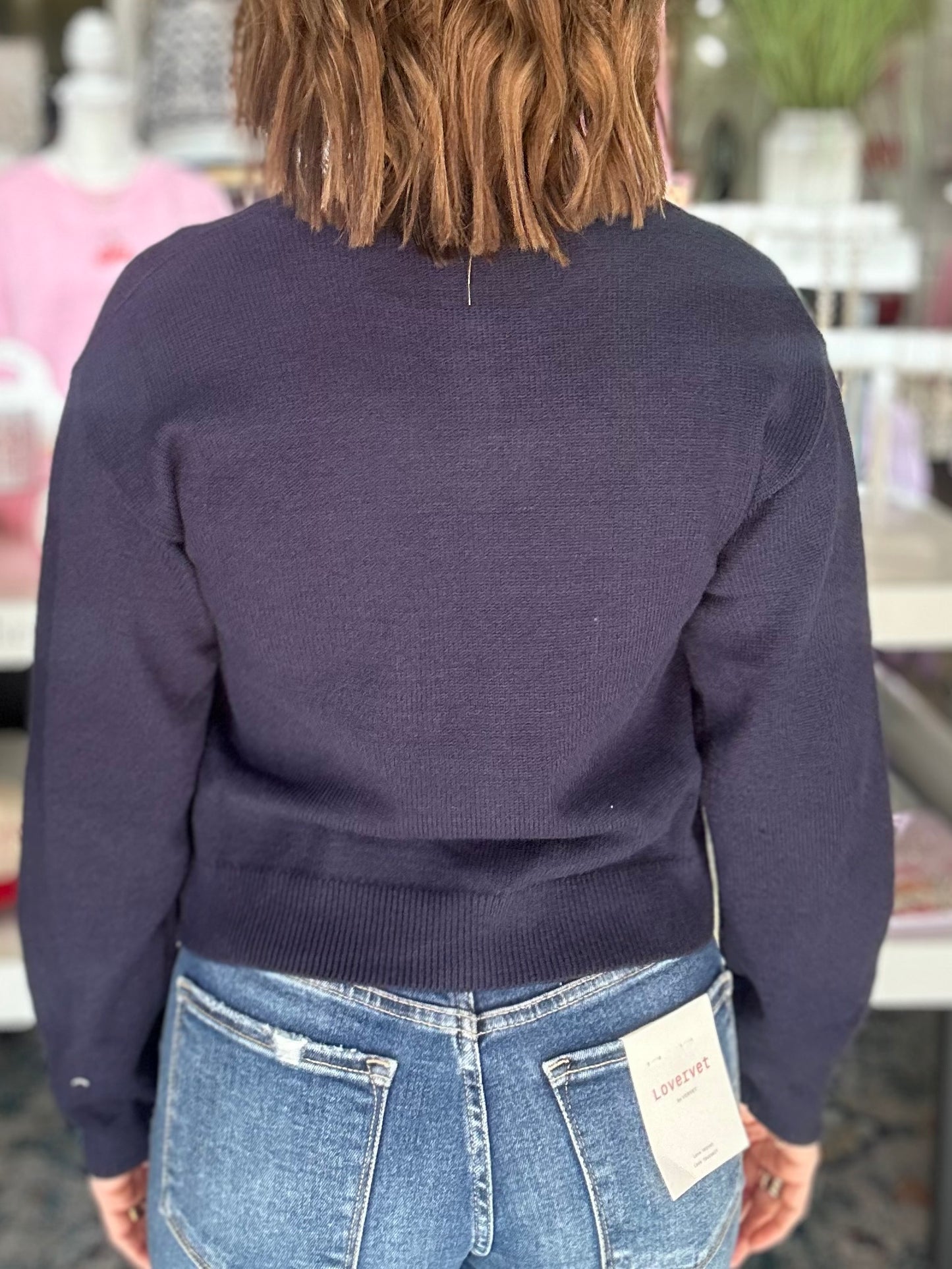 A Little Fun Cardigan Top in Navy