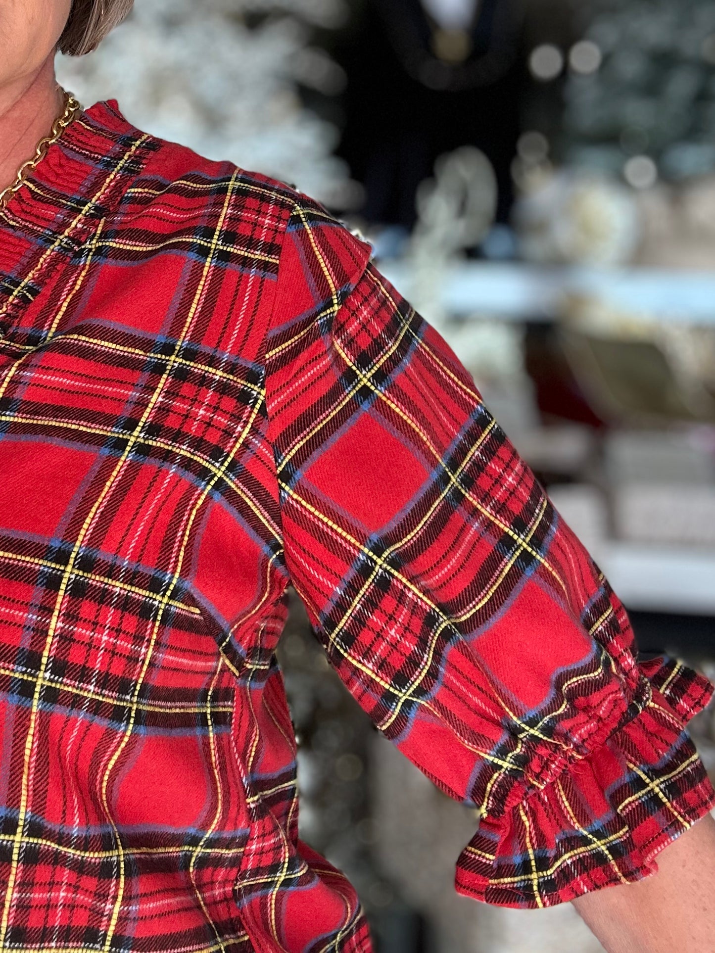 NEW! Home For The Holidays Plaid Top