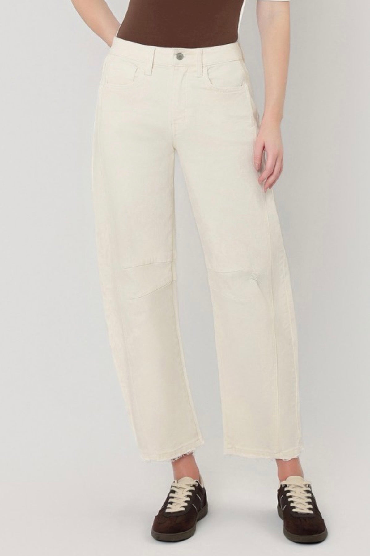 Elise Ecru Barrel Jean by Flying Monkey