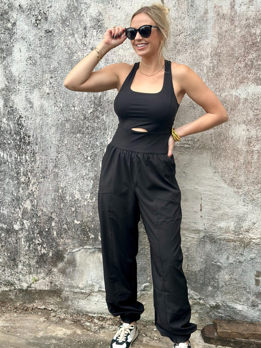 NEW! Get Struck Athletic Jumpsuit in Black