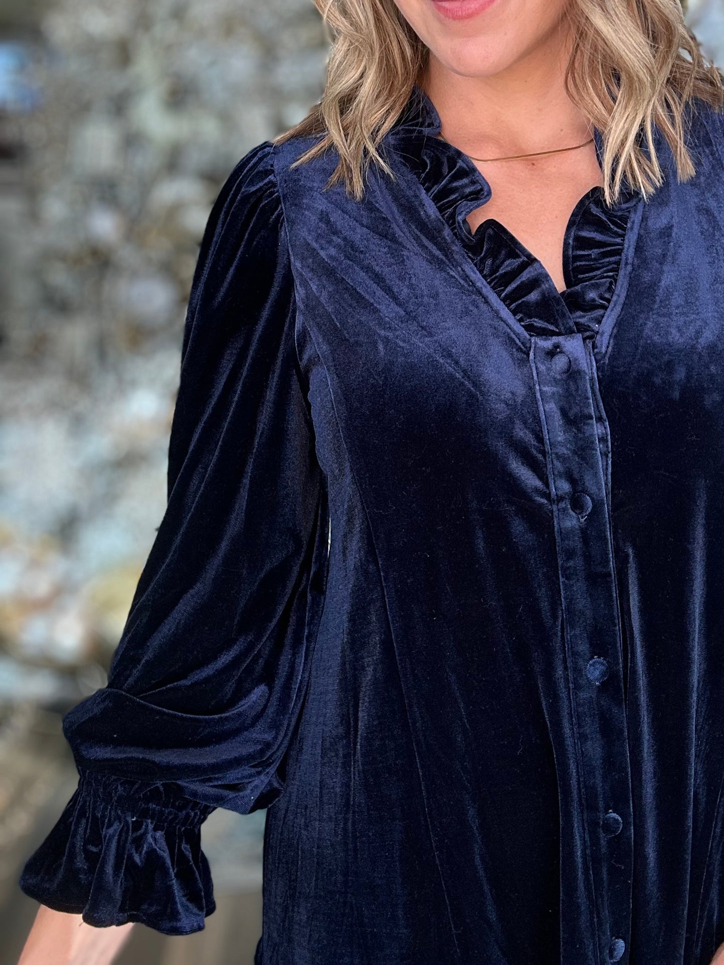 NEW! Wishful Weekends Velvet Dress in Navy