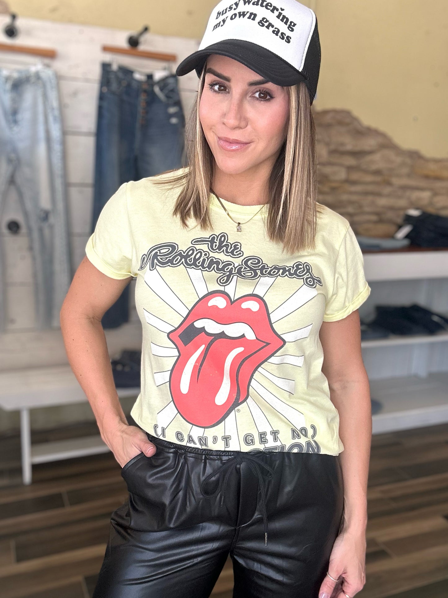 The Rolling Stones Graphic Tee in Light Yellow Extended