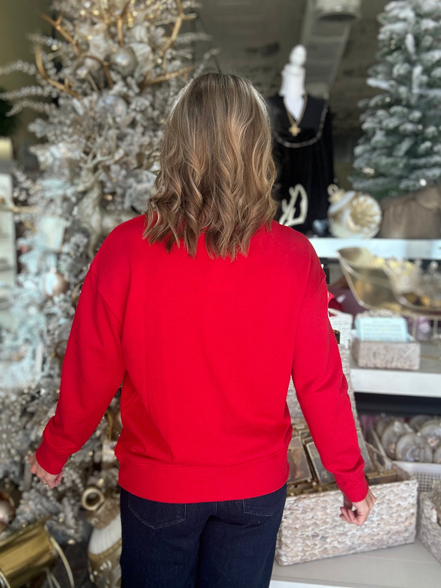 NEW! Christmas Bow Sweatshirt in Red