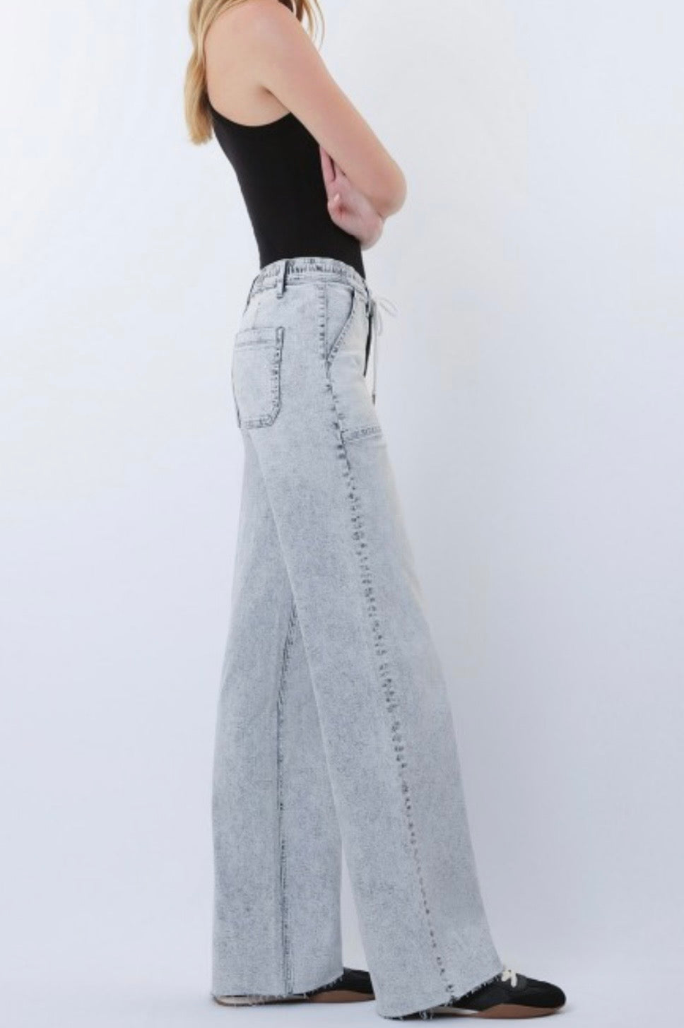 Innovation Light Wash Drawstring Jean by Flying Monkey