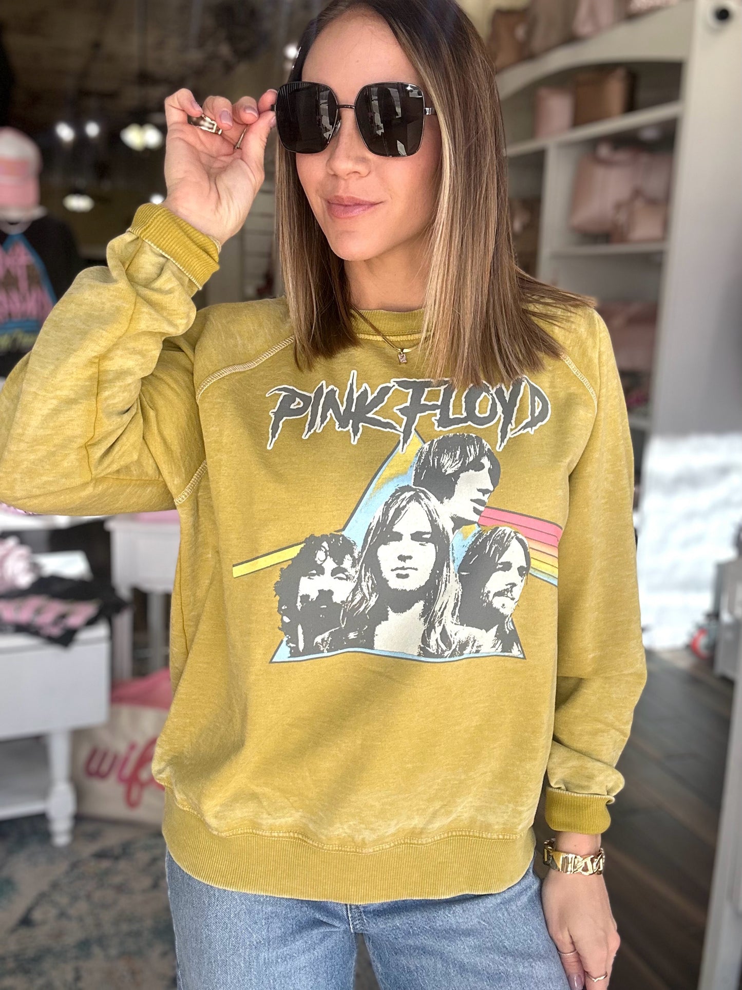 Pink Floyd Sweatshirt in Mustard