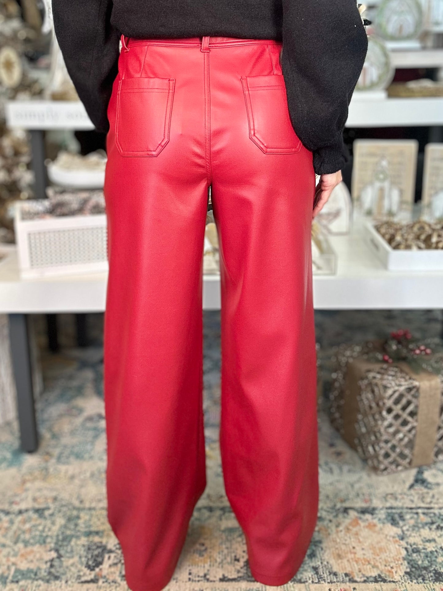 Sleigh All Day Leather Pants in red