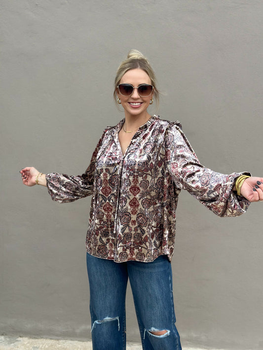 NEW! Delightful Days Floral Velvet Top