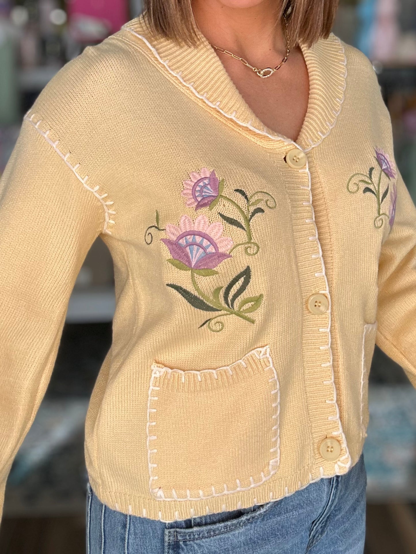 Meadow Bloom Sweater in Yellow