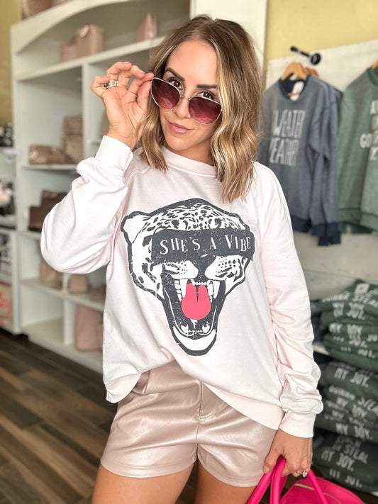 She's A Vibe Sweatshirt in Pale Pink