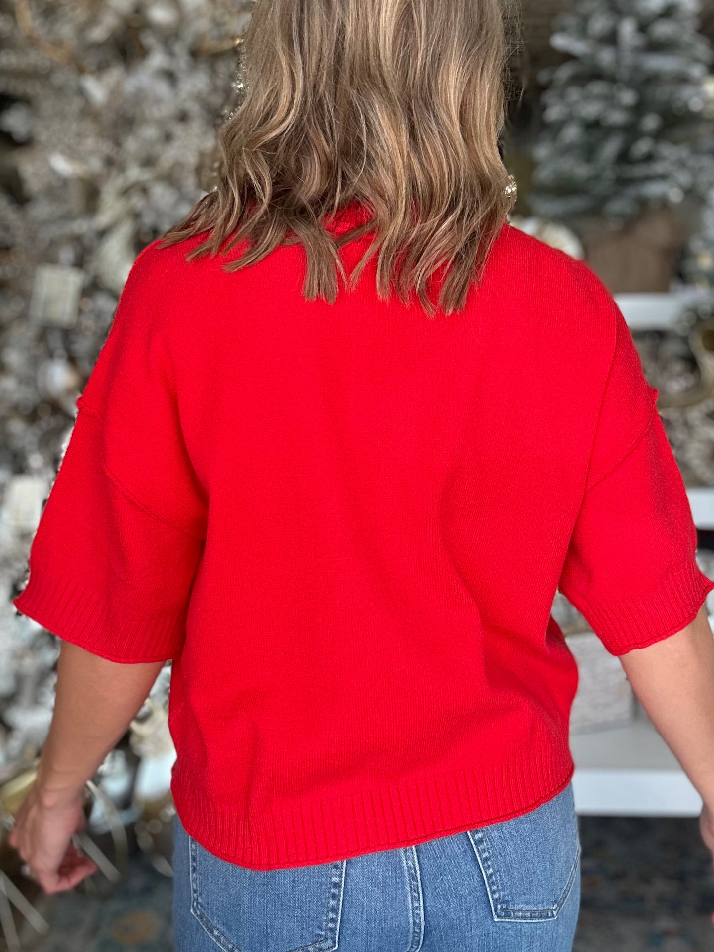 NEW! Holiday Happenings Sweater Top in Red