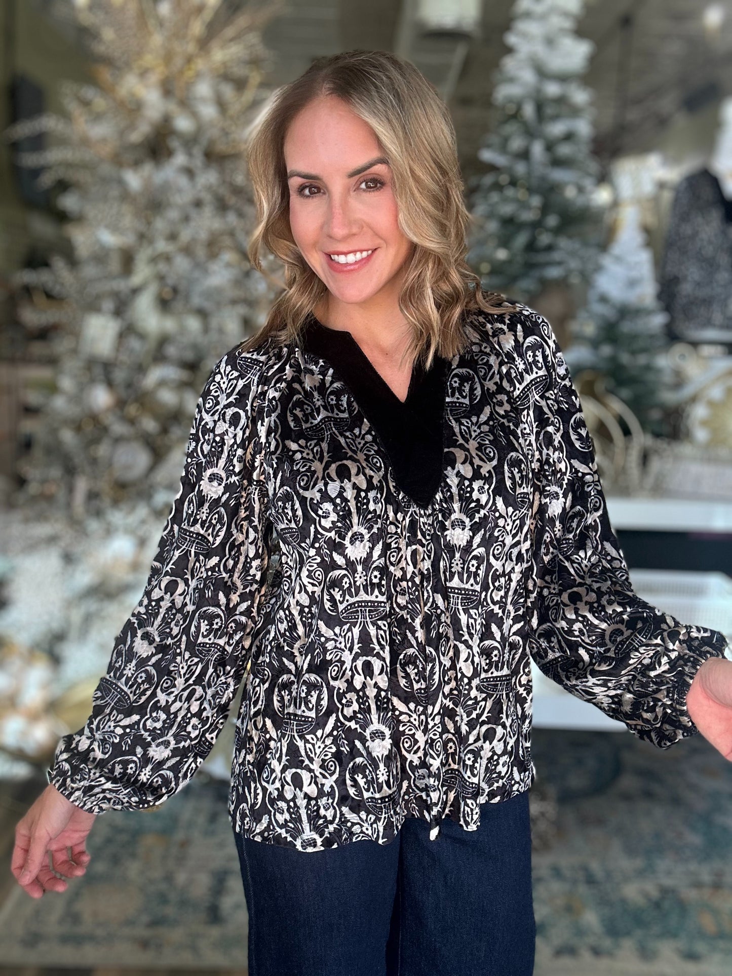 NEW! Royalty Velvet Top in Black