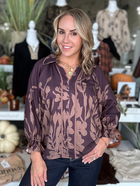 NEW! Simply Charming Top in Deep Maroon