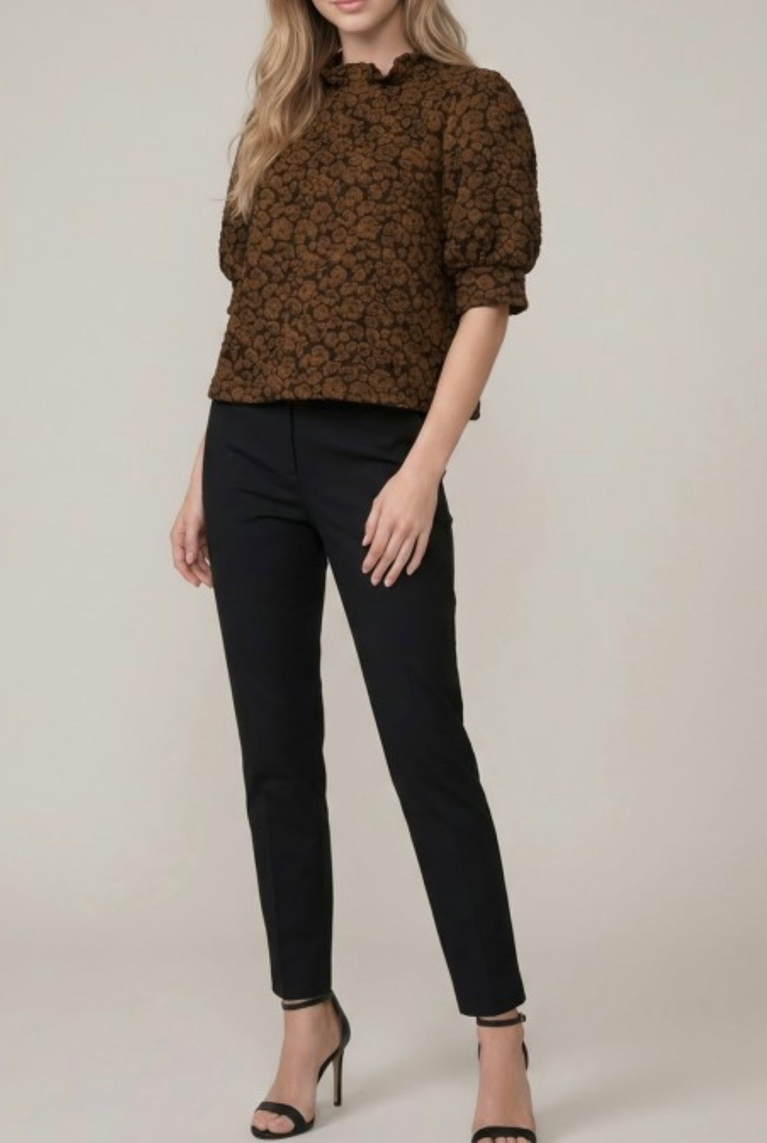 Leopard Textured Top in Brown
