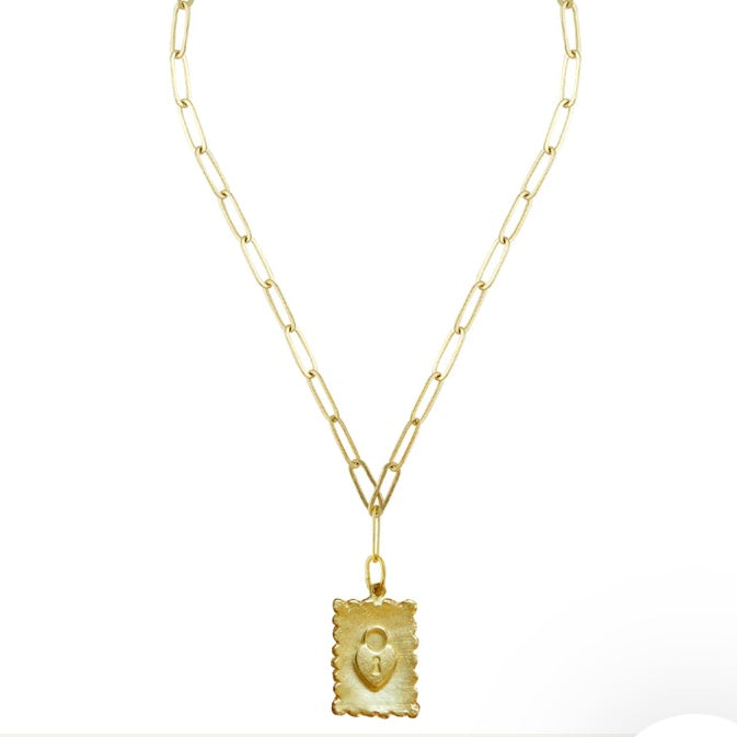 Susan Shaw Lock Stamp Necklace