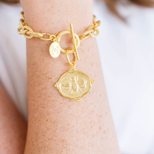 Susan Shaw Linked Bee Intaglio Bracelet