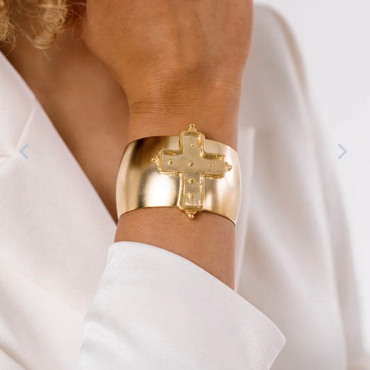 Susan Shaw Gold Cross Cuff Bracelet