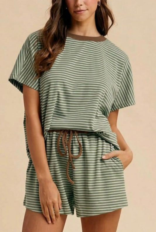 Coffee Run Shorts Set in Green