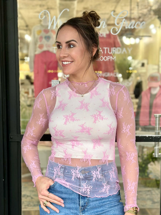 Caught Up in Spring Floral lace Top
