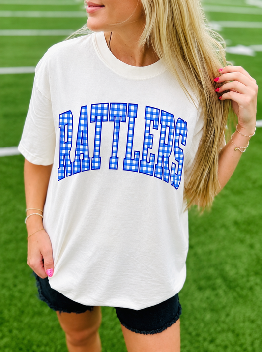 Gingham RATTLERS Tee in White