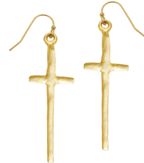 SS Tall Cross Earrings