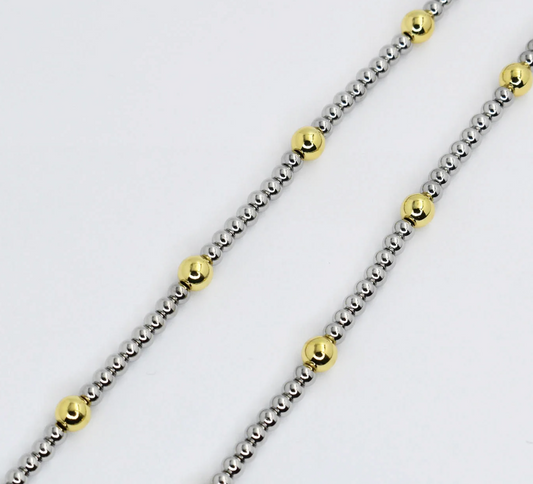 Silver and Gold Beaded Necklace N30