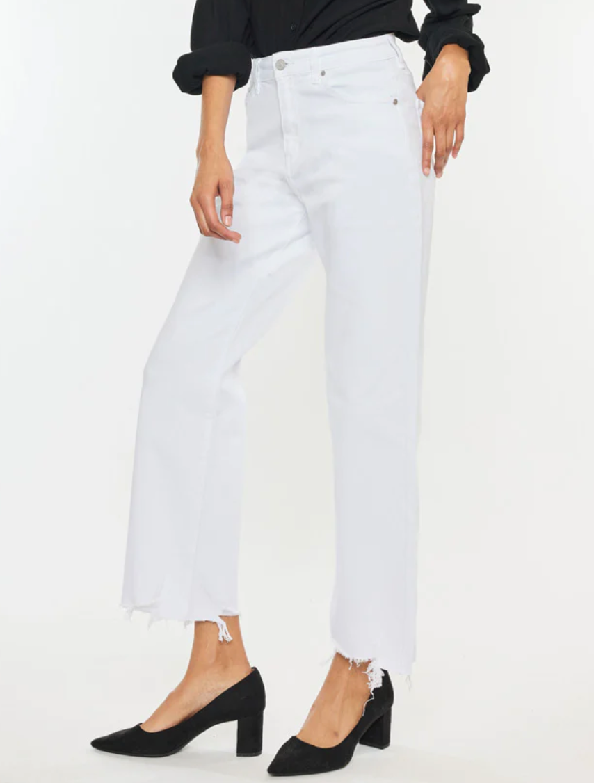 KanCan Skyla Frayed White Jean