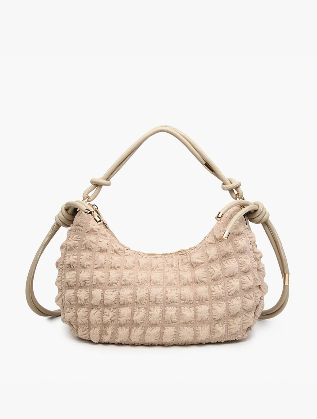 Nelly Quilted Taupe Crossbody