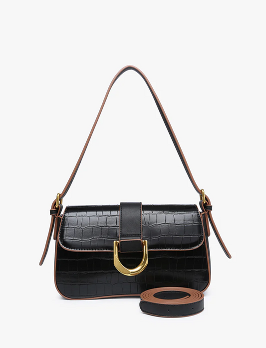 Lima Croc Embossed Black Purse