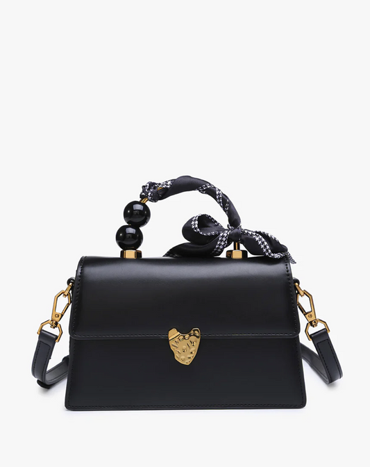 Venice Ribbon & Pearl Black Purse