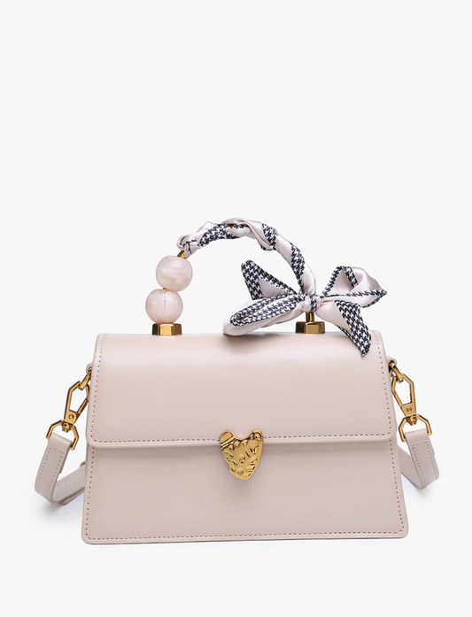 Venice Ribbon & Pearl Taupe Purse