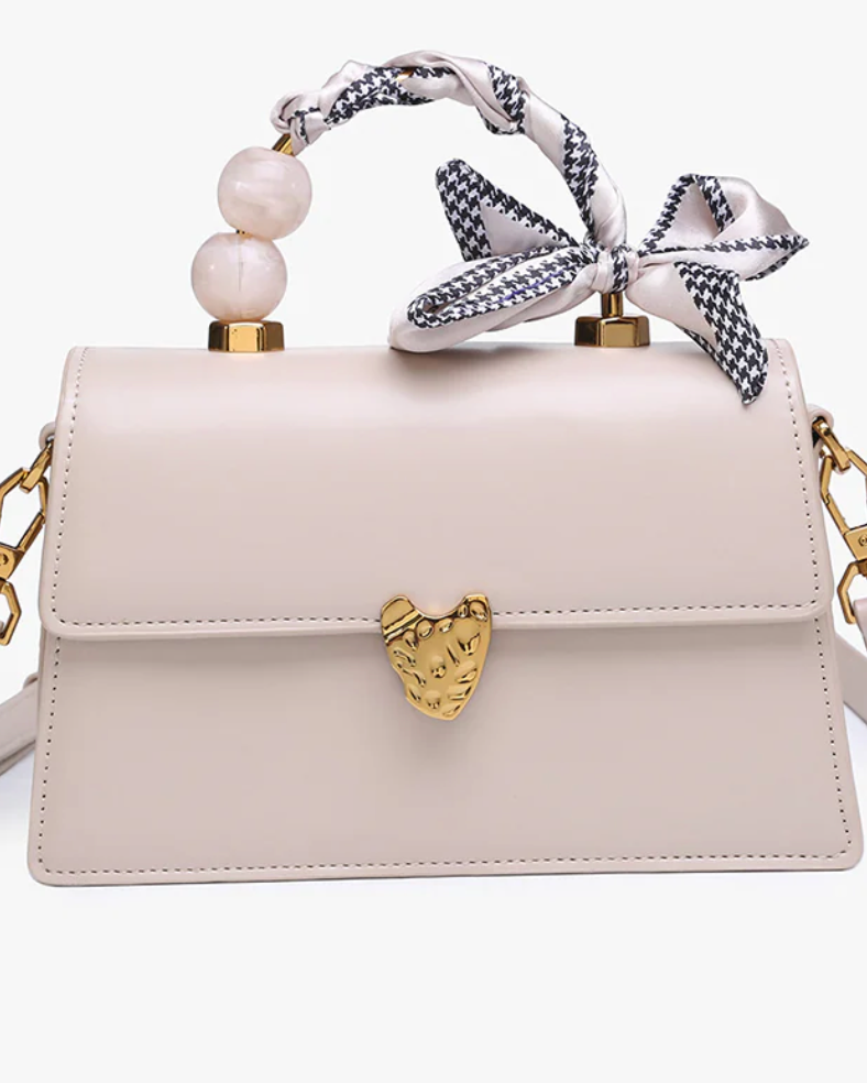 Venice Ribbon & Pearl Taupe Purse