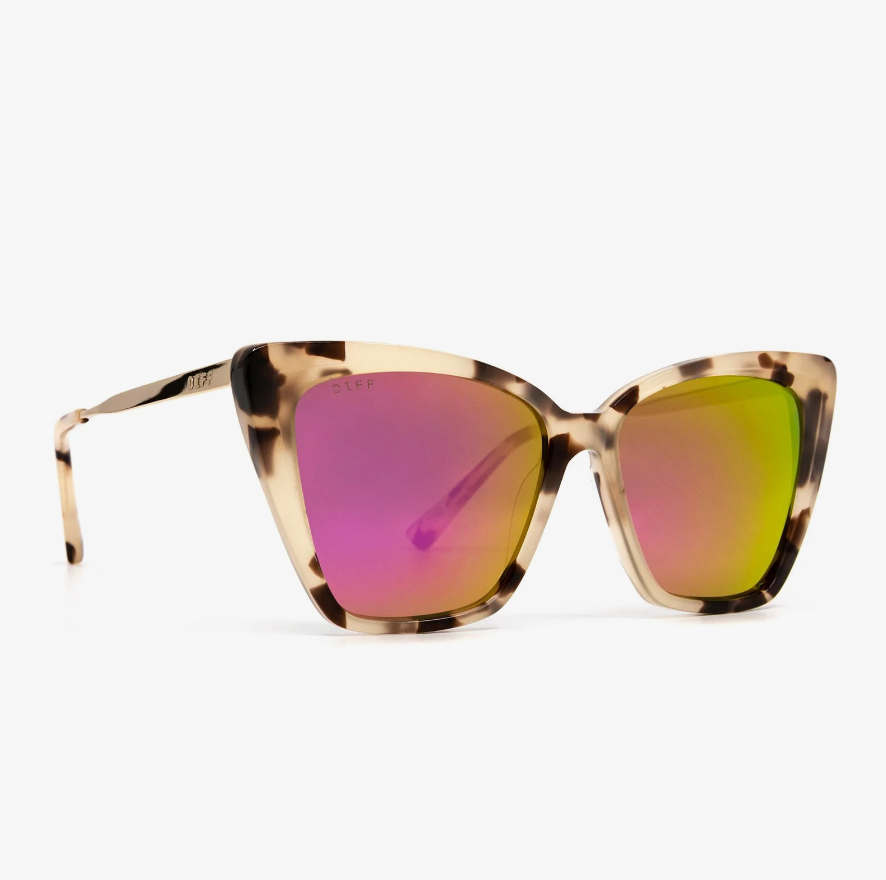 BECKY II Cream Tortoise Pink Mirror Sunglasses CT-PK30