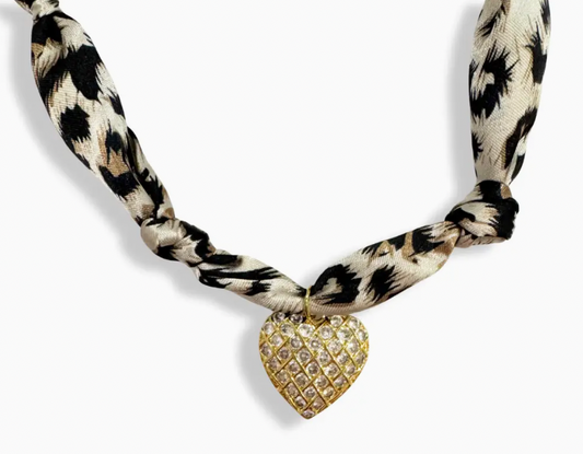 Leopard Heart Scarf Necklace