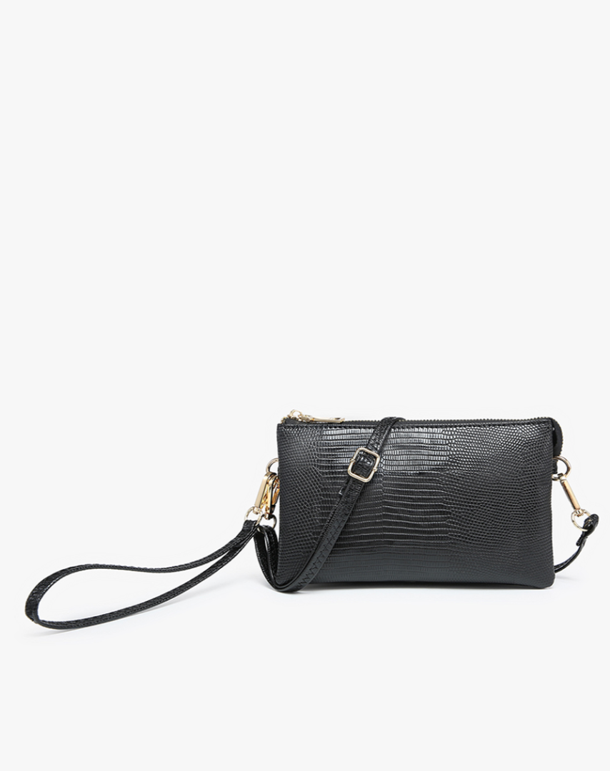 Riley Black Lizard Crossbody