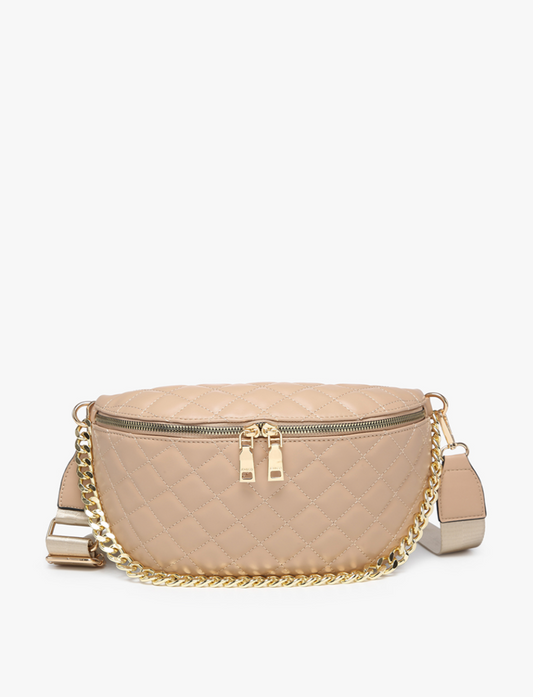 Sylvie Quilted Belt Bag in Nude