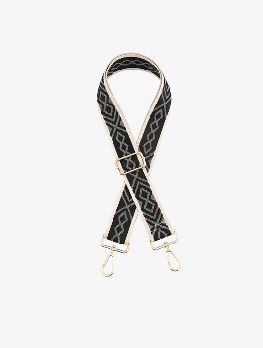 Black/Cream Boho Guitar Strap