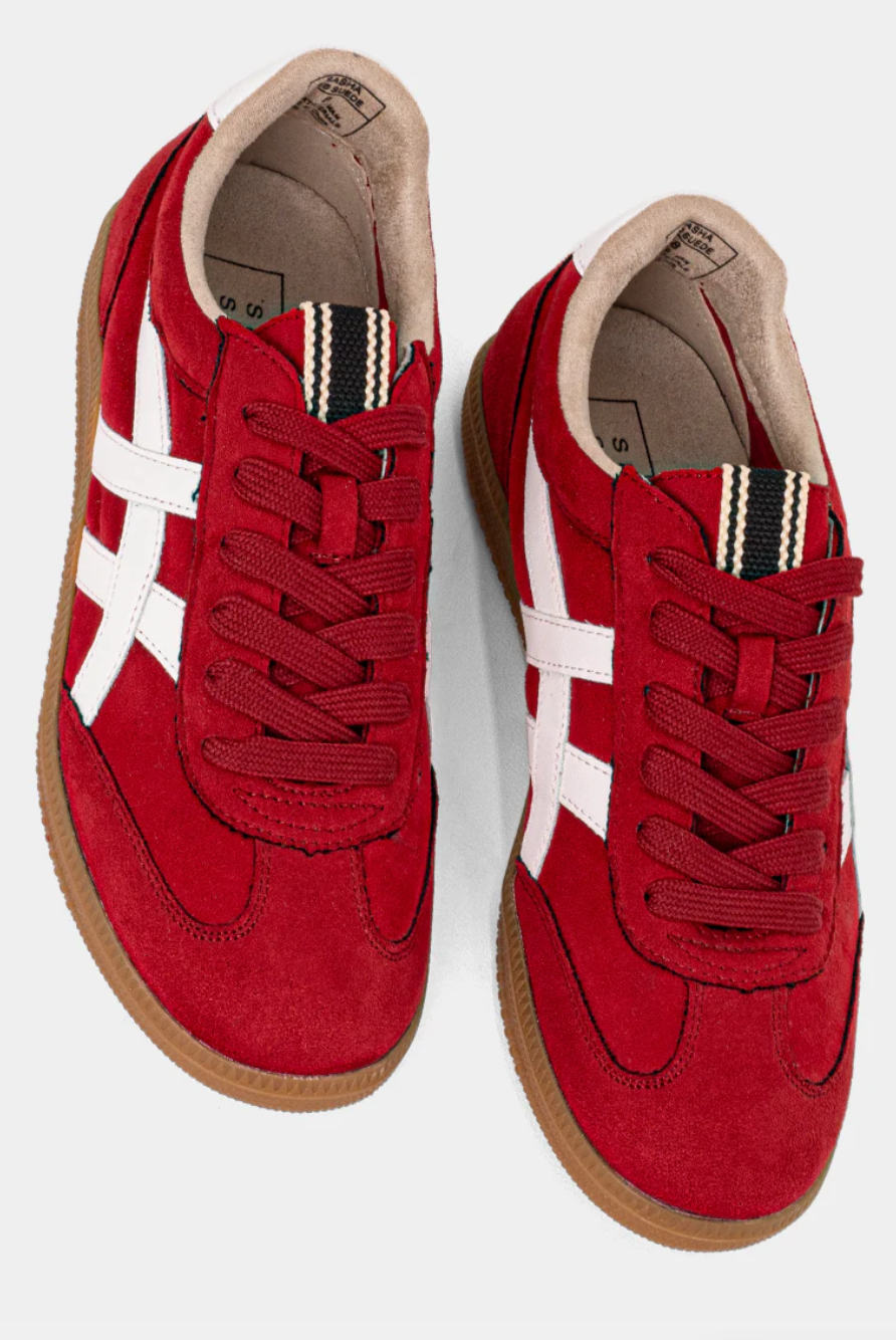 Red Suede Sasha Sneaker by ShuShop