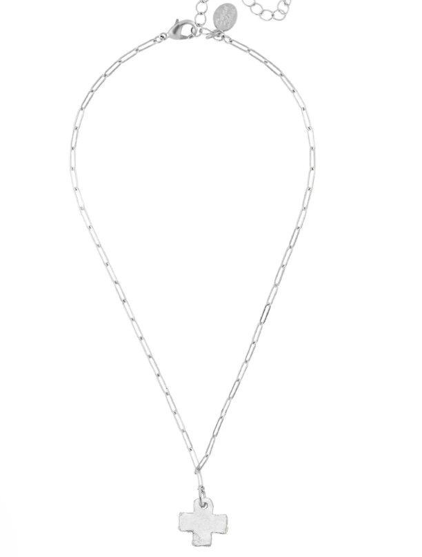 Susan Shaw Silver Cross Paperclip Chain
