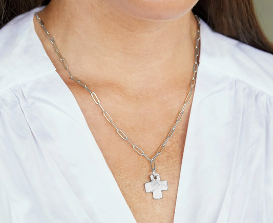 Susan Shaw Silver Cross Paperclip Chain